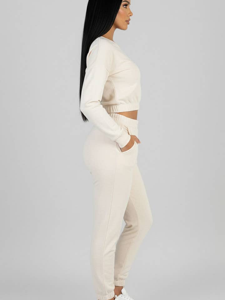 CAPELLA APPAREL - Wholesale Lounge Set - Women's - French Terry Elastic Waist Pullover & Joggers Set10