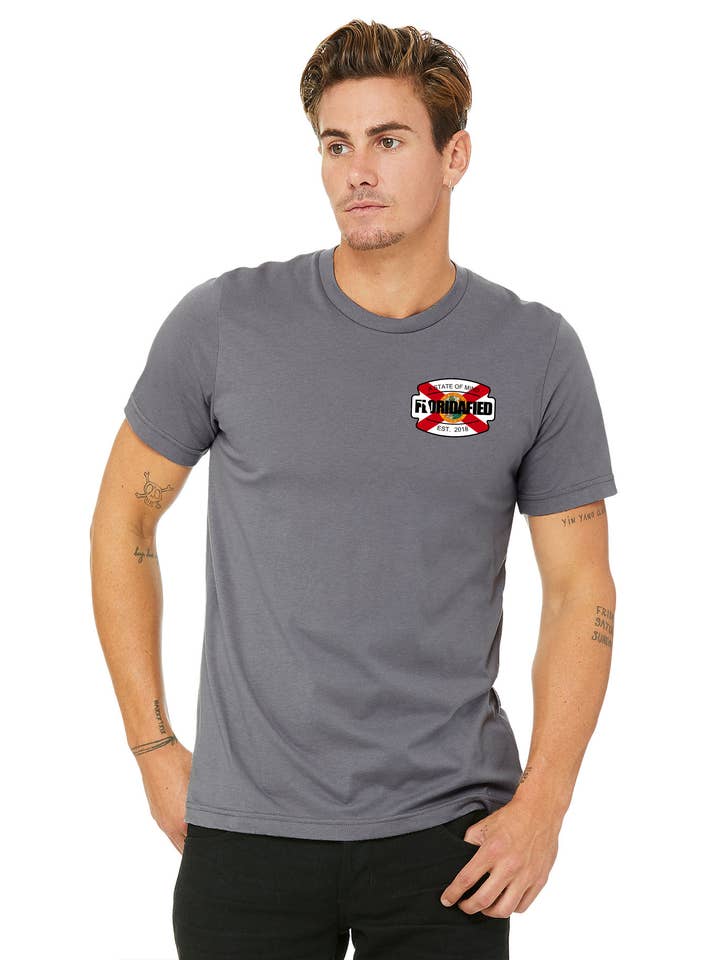 Storm Grey FL Flag/OG Badge Tee for wholesale by Floridafied