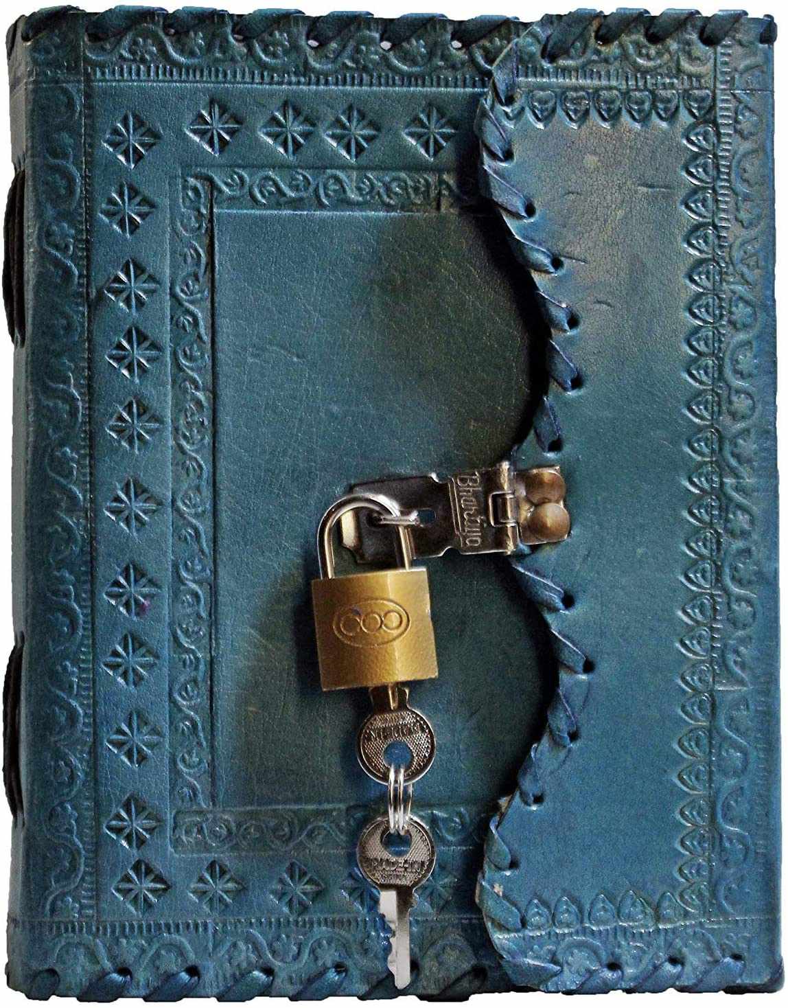 Tuzech Leather - Vente Journal intime - Journal en cuir TUZECH pour hommes et femmes, carnet en cuir pour écrire des poèmes, carnet de croquis, carnet de notes pour tenir des registres, mémoire personnel avec serrure et clé - Non ligné 7 pouces6
