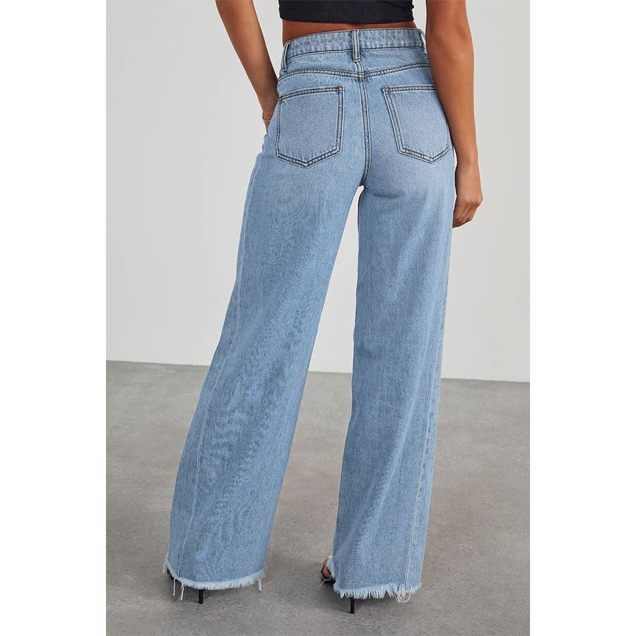 Paperdoll - Vente Jean – femme - Jeans à serpillière à jambes larges, coupe ajustée et confortable, taille haute 5