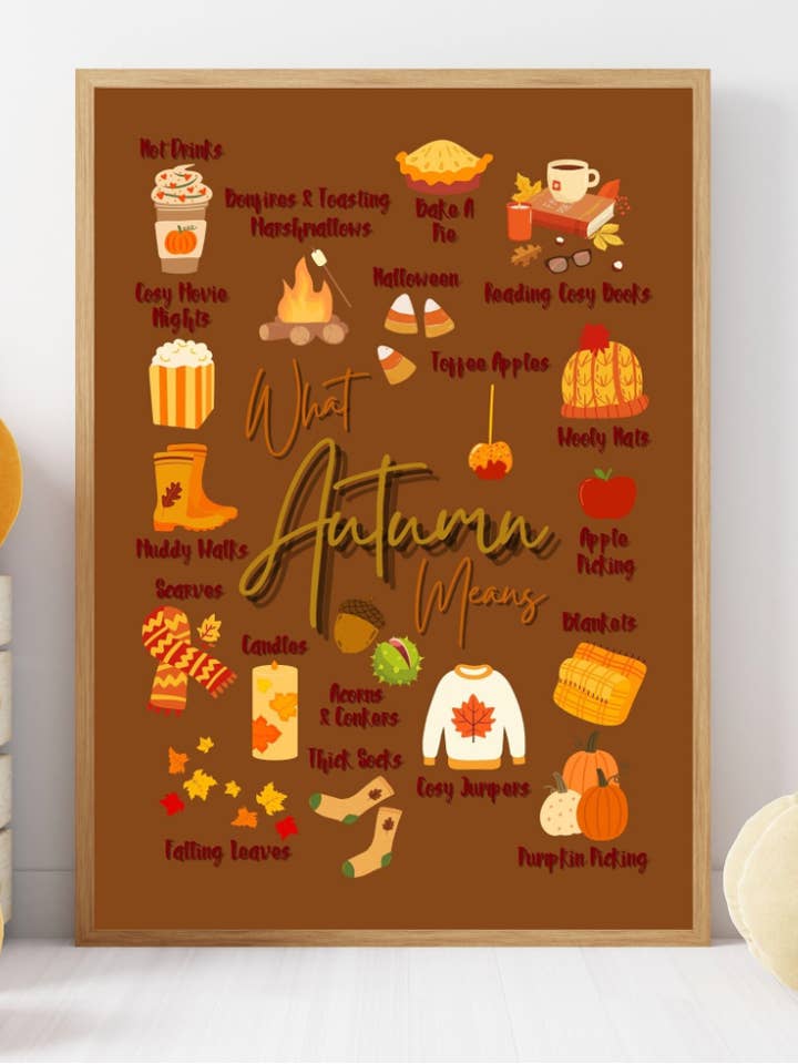 Fall Autumn Favourites Wall Art Print Pumpkin Home Decor for wholesale by Printicole