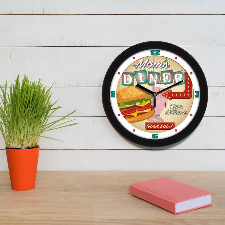 Sun Time - Wholesale Wall Clock - Retro Mom's Diner Vintage Style Kitchen Wall Clock1