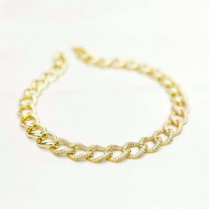 Half Pave Half Plain Cuban Necklace
for wholesale by iiShii designs