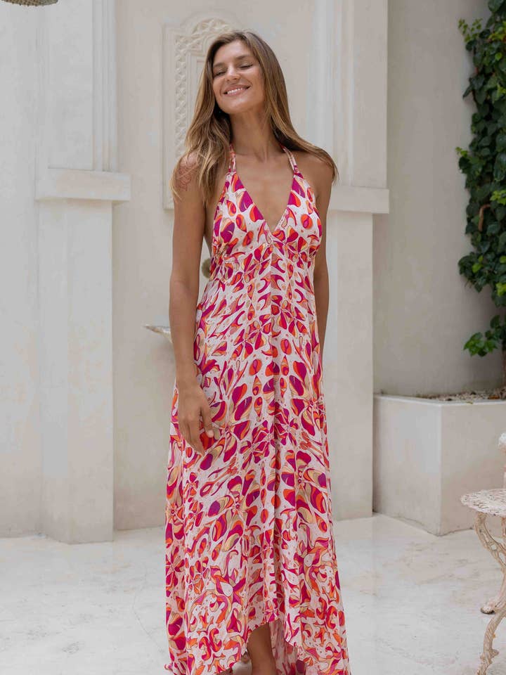 ABITO IBIZA IN SETA FLORAL FUSION per la vendita all'ingrosso da parte di Sophia Alexia