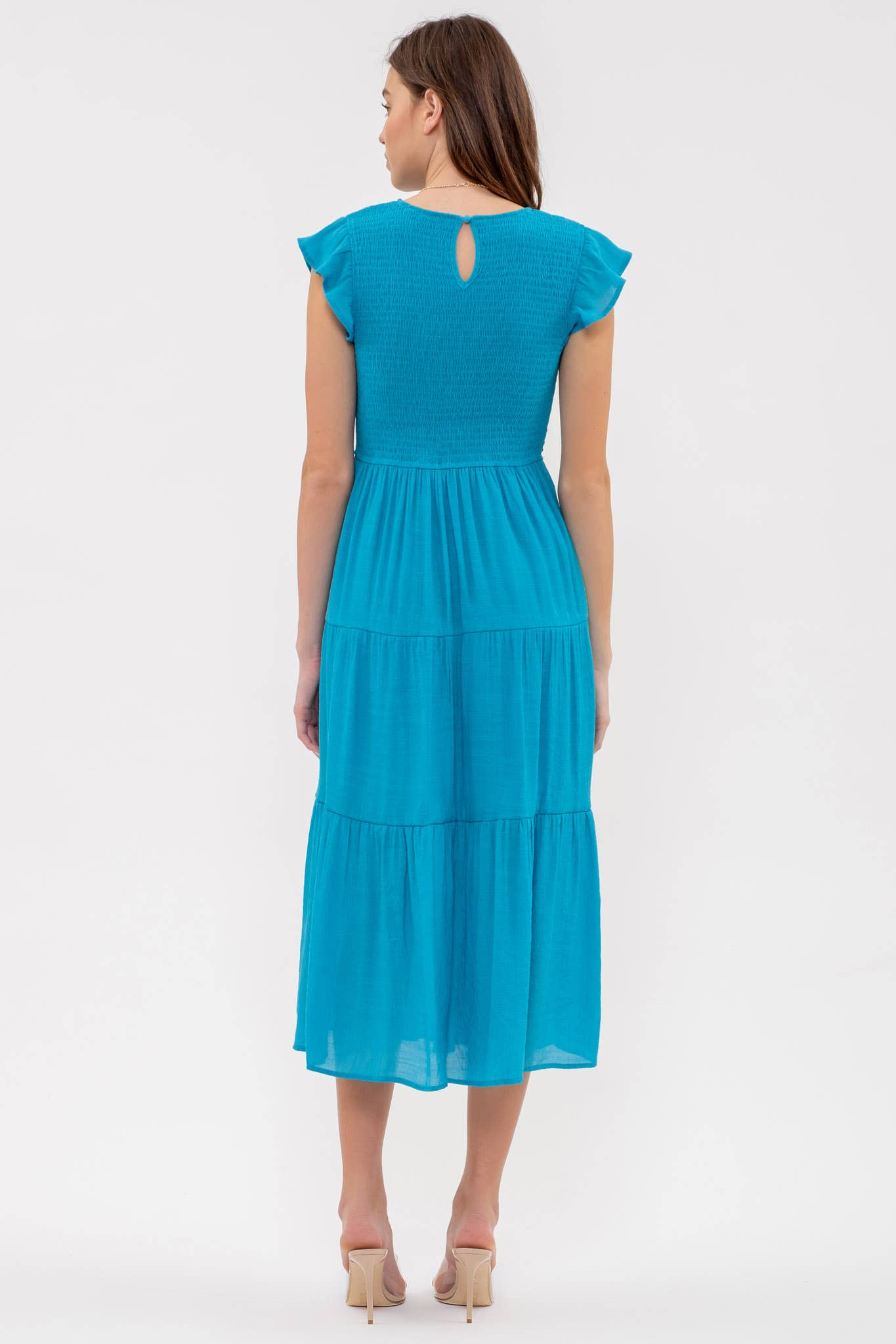 Blu Pepper - Venta al por mayor Vestido - Mujer - Vestido midi con volantes y cuerpo fruncido60