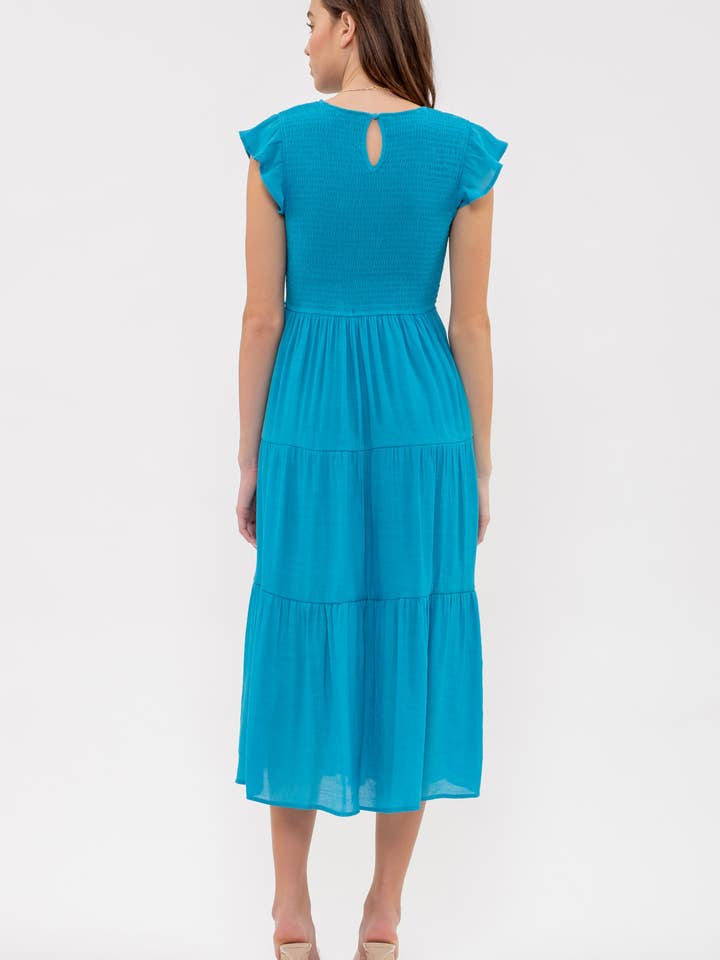 Blu Pepper - Venta al por mayor Vestido - Mujer - Vestido midi con volantes y cuerpo fruncido60