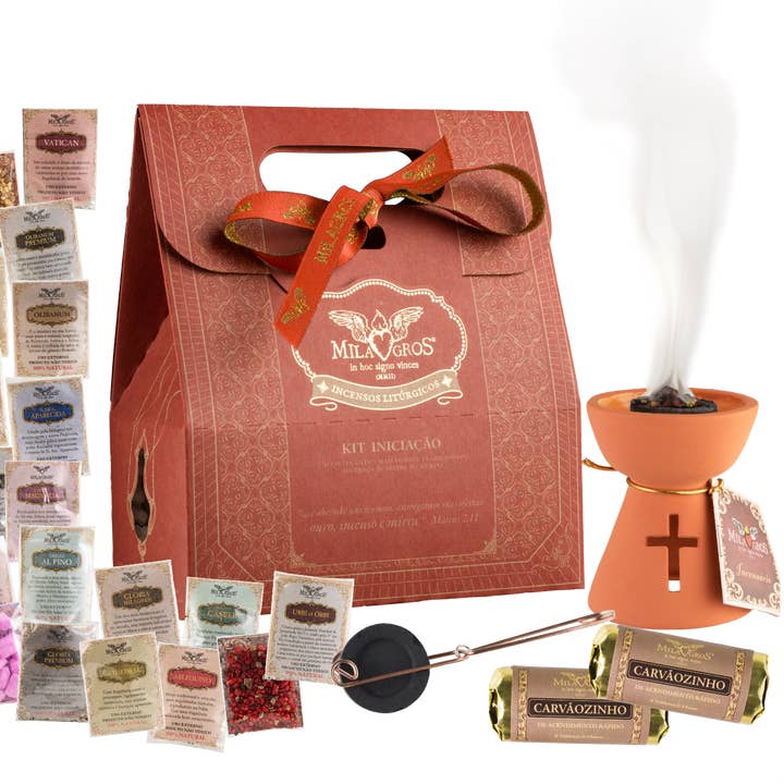 Milagros Terracotta Ceramic Incense Burner Starter Kit for wholesale by Clero USA