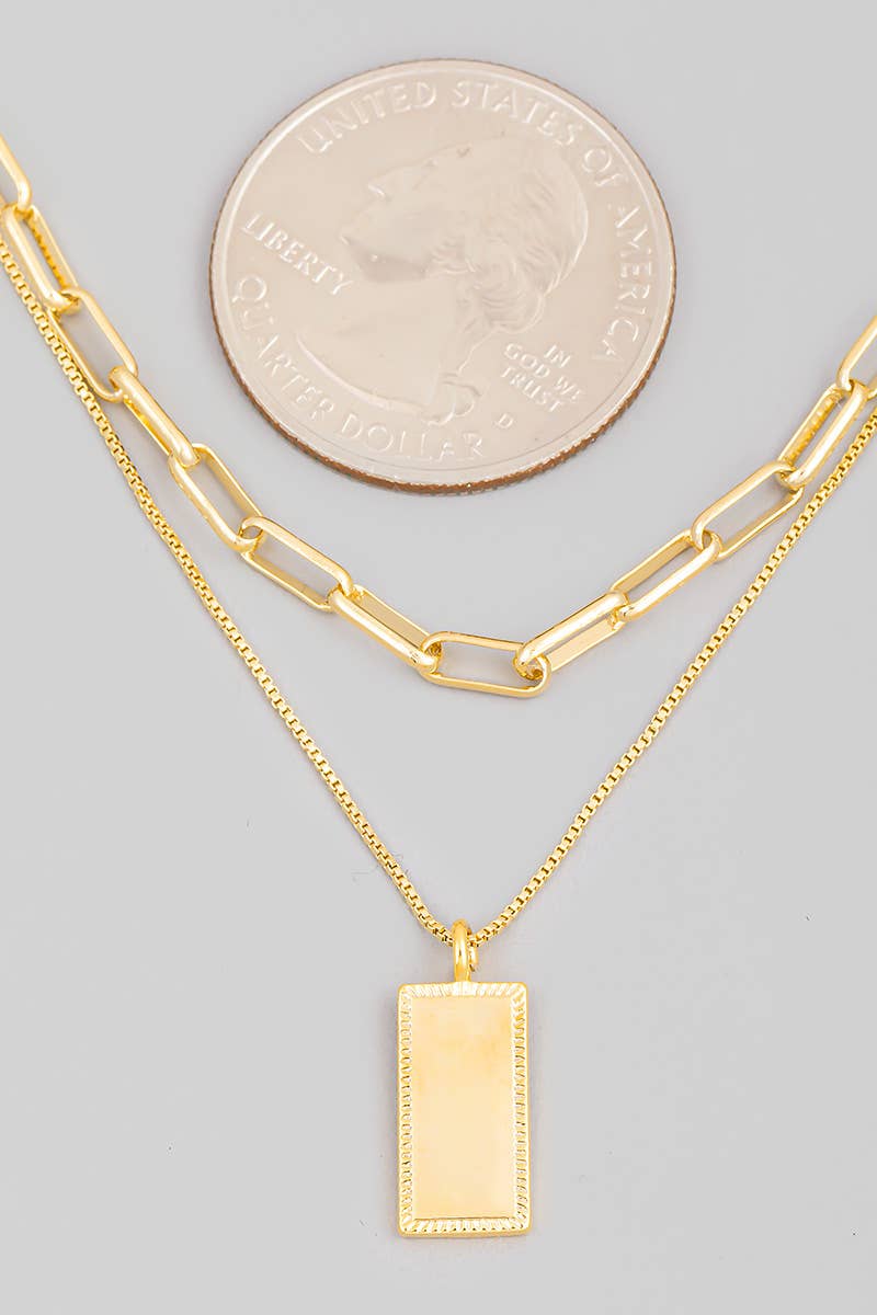 G Rectangle Pendant Layered Necklace for wholesale on Faire1