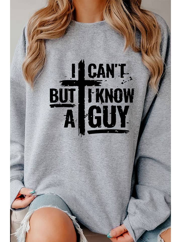Top Avenue - Wholesale Graphic Sweatshirt - Women's - I Cant But I Know A Guy Distressed Cross, Unisex Crewneck Sweatshirt15