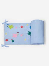 CRIB BUMPER - MULTICOLORED EMBROIDERED COTTON BIRDS for wholesale by 26 PARADIS