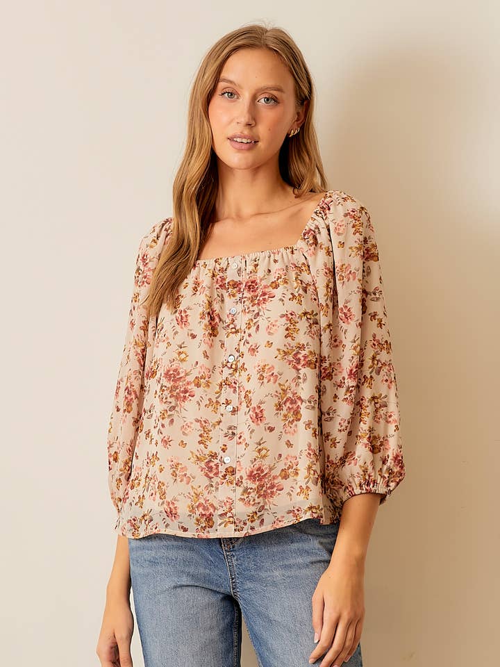 FLORAL PRINT BLOUSE for wholesale by Polagram by Wellmade USA