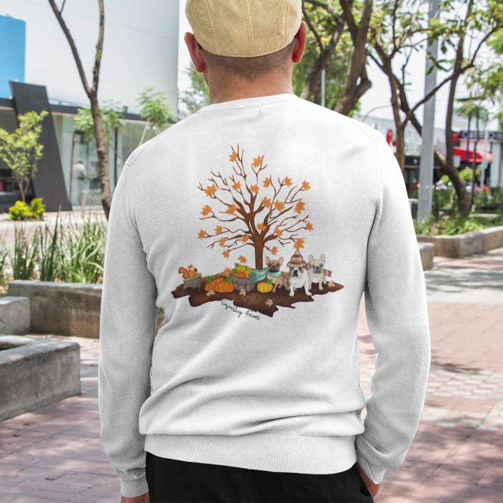 Falling Leaves Bulldog Long Sleeve for wholesale by Squishy Faces
