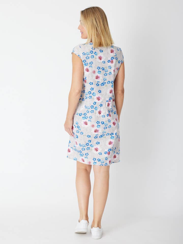 BLAUWE FLEUR JURK MET KATOENPRINT - BLUE FLEUR 27903-S voor groothandel op Faire1
