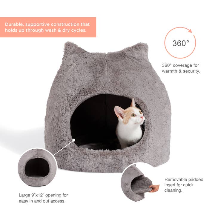 Pet Palette Distribution - Wholesale Pet Bed - Cat/Dog - Best Friends by Sheri Meow Hut Fur Grey MD1