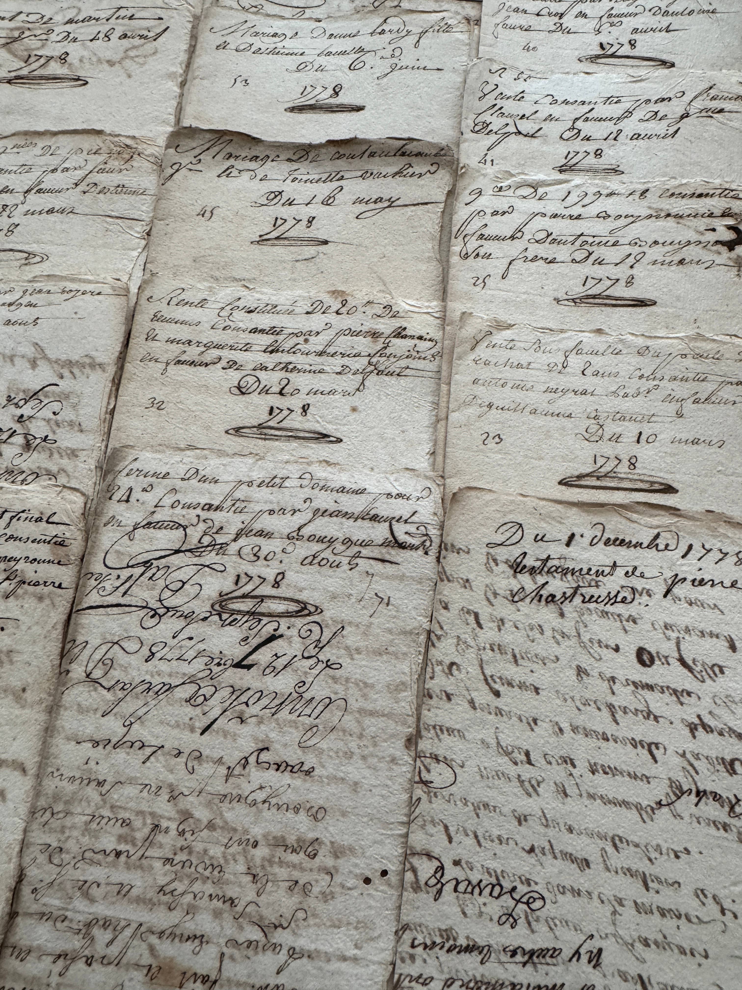 Monahan Papers - Wholesale Decorative Tabletop Object - Antique 1778 French Documents - 247 Years Old 2