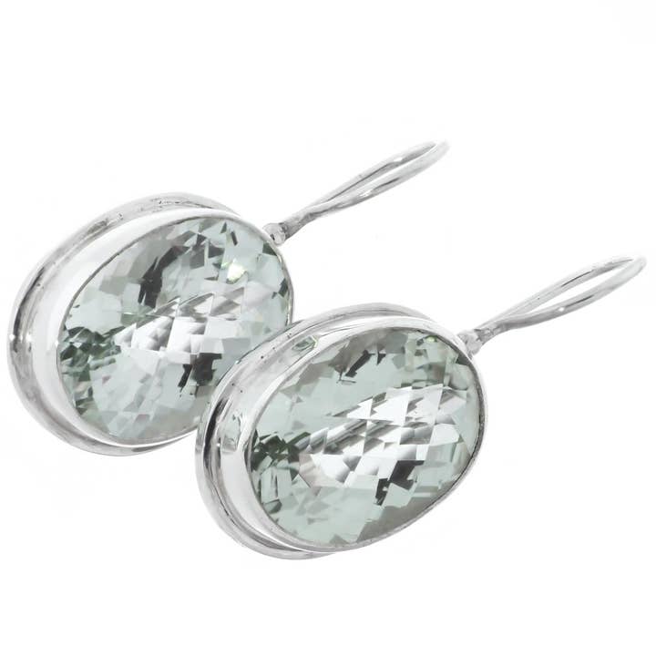 Boucles d'oreilles en argent sterling 925 avec prasiolite verte améthyste de 18 mm, 22 mm. pour la vente par FifiRose