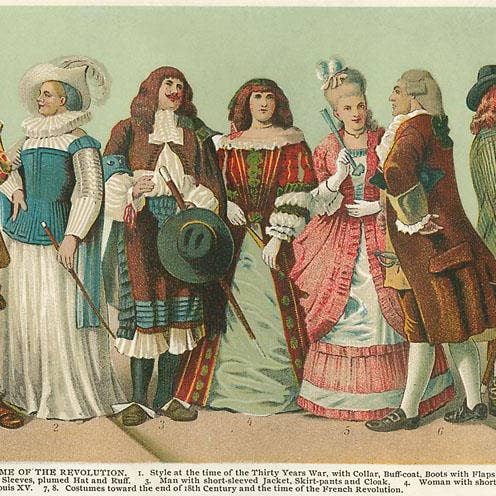 Stampa d'Arte KU-127 Costumi della Rivoluzione Francese per la vendita all'ingrosso da parte di Found Image Press