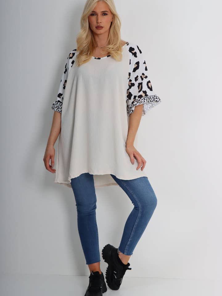 Miss Bold – wholesale Tunic – Women’s – Italian Animal Printed Sleeve Tunic Top