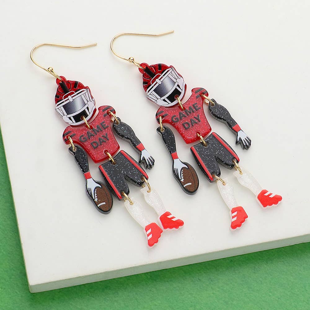 Sensibling Corp. – wholesale Dangle earrings – Resin GAME DAY Football Player Dangle Earrings14