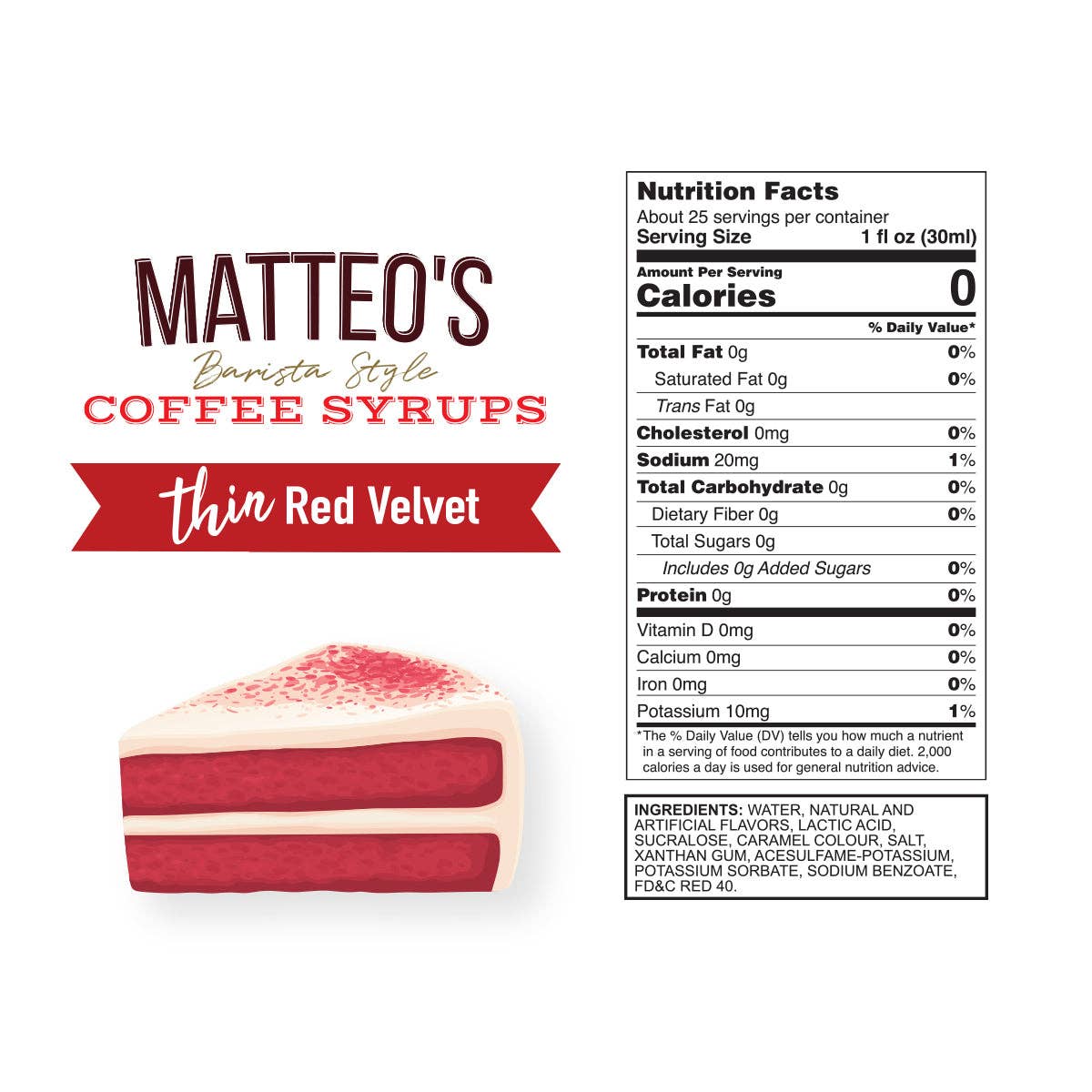 Matteo's - Vente Café glacé/infusion à froid - Sirop de café sans sucre Matteo's, Red Velvet, 0 calories, 0 sucre, compatible avec les céto4
