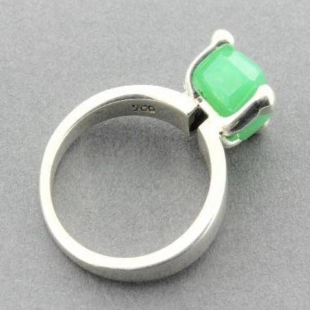 Bague princesse en argent sterling et chrysoprase pour la vente par Makers & Providers