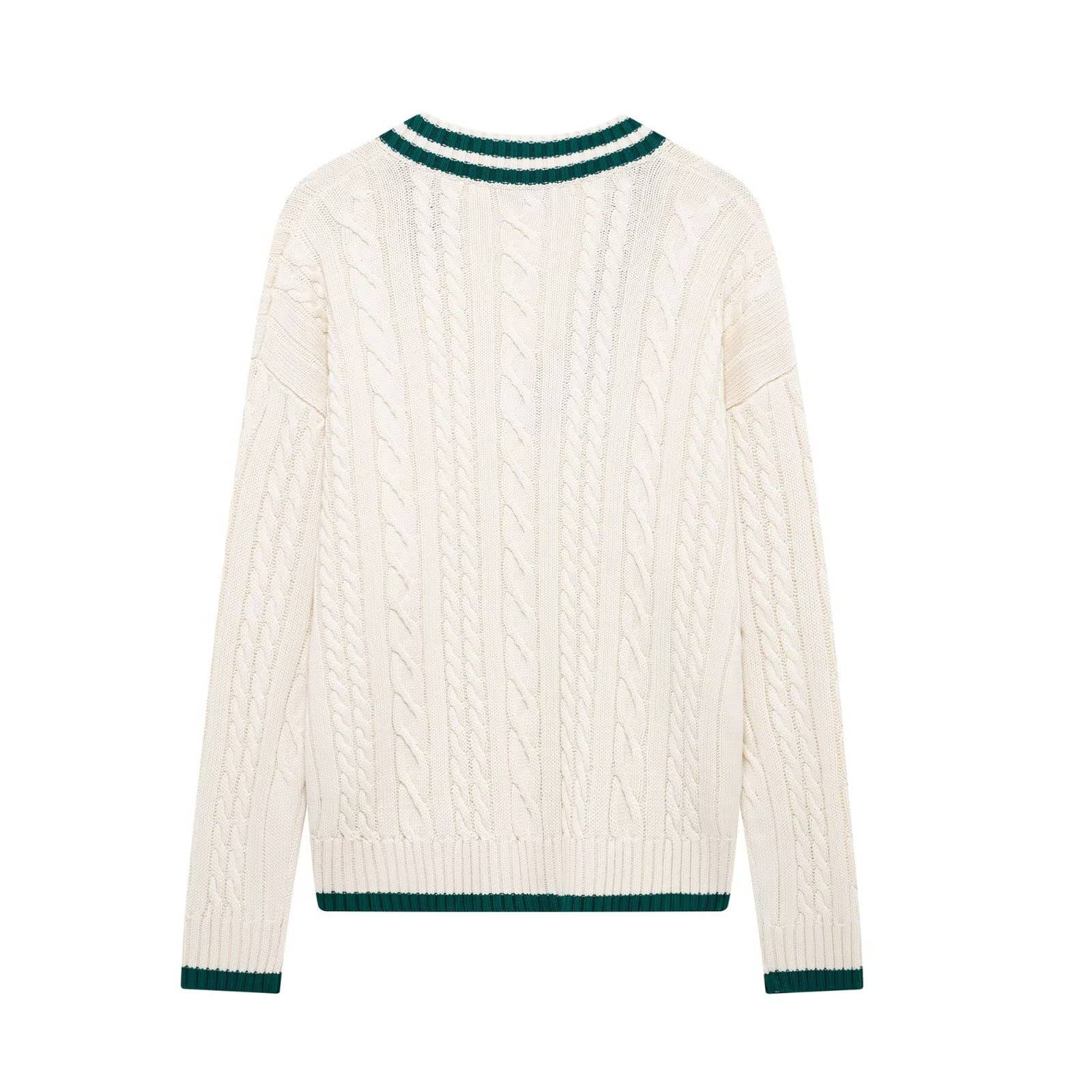 BEIGE V-neck fashion all-in-one eight-strand sweater for wholesale on Faire1