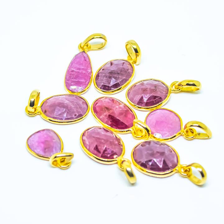 Ruby Pendant Necklace Sterling Silver 18K Gold for wholesale by Quasar Gems USA