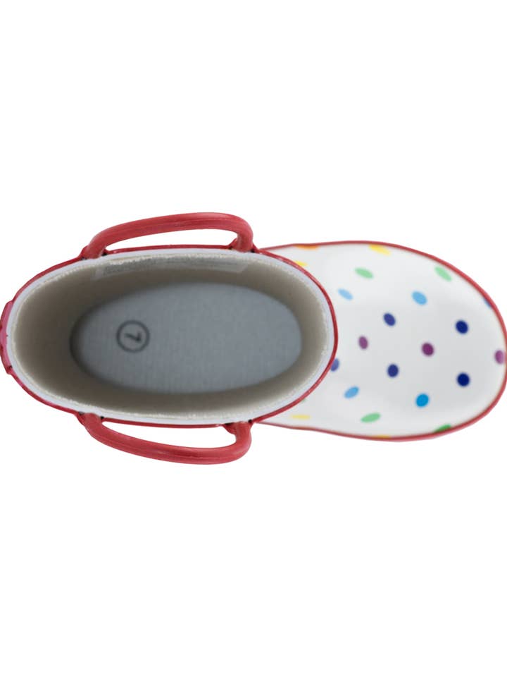 Oaki - Wholesale Rain Boots - Kids - Loop Handle Boots, Rainbow Polka Dot