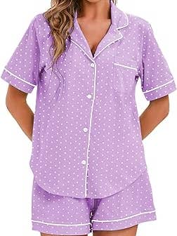 GEXWORLDWIDE - Wholesale Sleepwear Set - Women's - Women's 100% Cotton Pajamas Short Sleeve Wave point8