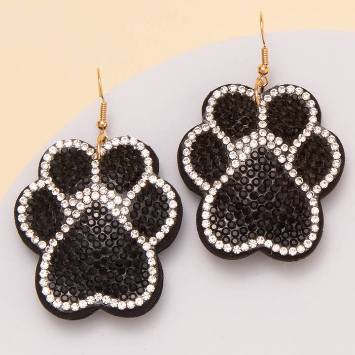 SP Sophia Collection - Wholesale Dangle Earrings - Gameday Rhinestone Pave Paw Print Dangle Earrings2