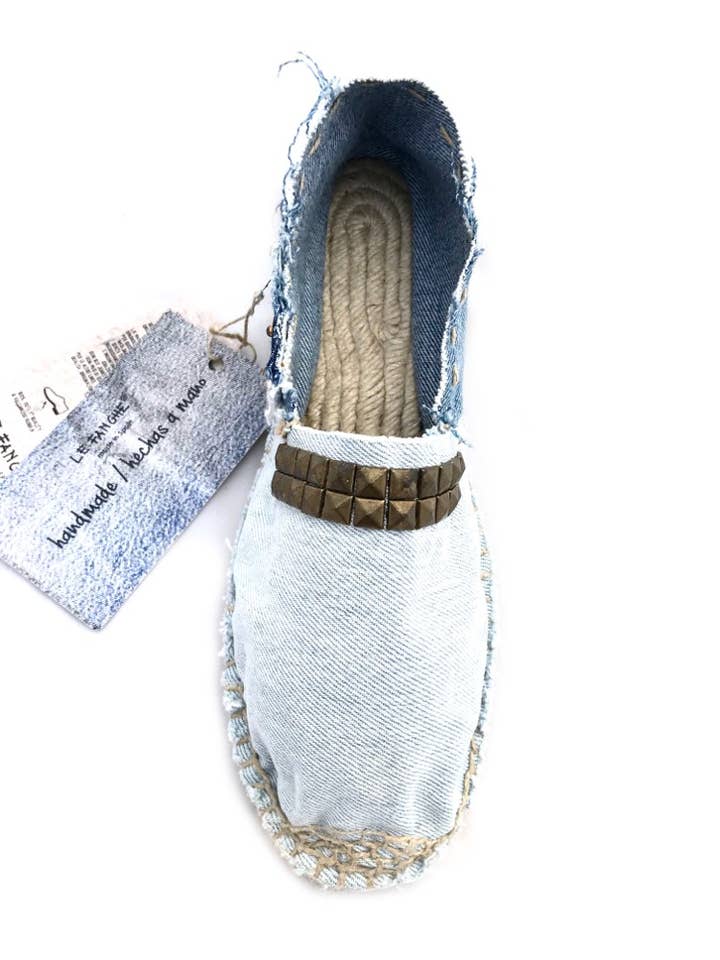 RIVETED METAL 3 — handgefertigte Espadrilles im Vintage-Levis-Stil von Levi's für den Großhandel von Le Fanghe