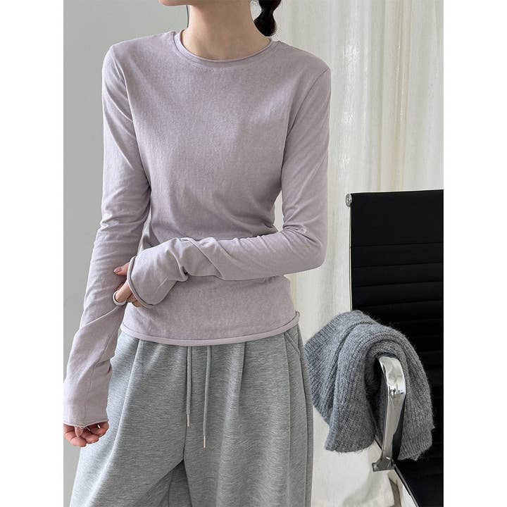 Dam T-shirt med Lång Ärmar och Rund Hals Höst för wholesale av Ekartini