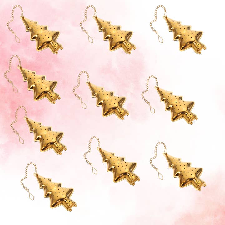 Mooie roestvrijstalen thee-infuser, boom, goudkleurig - 10 stuks voor wholesale door Magnifique Hearts
