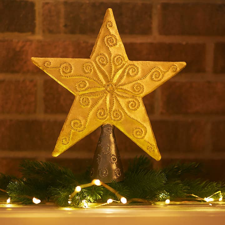 Beyond Borders - Wholesale Tree Topper - Gold Embossed Star Tree Topper1
