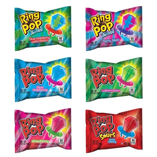 I Got Your Candy - Wholesale Hard Candy - Bazooka Ring Pop Limited Edition Mix .5oz - 44ct1