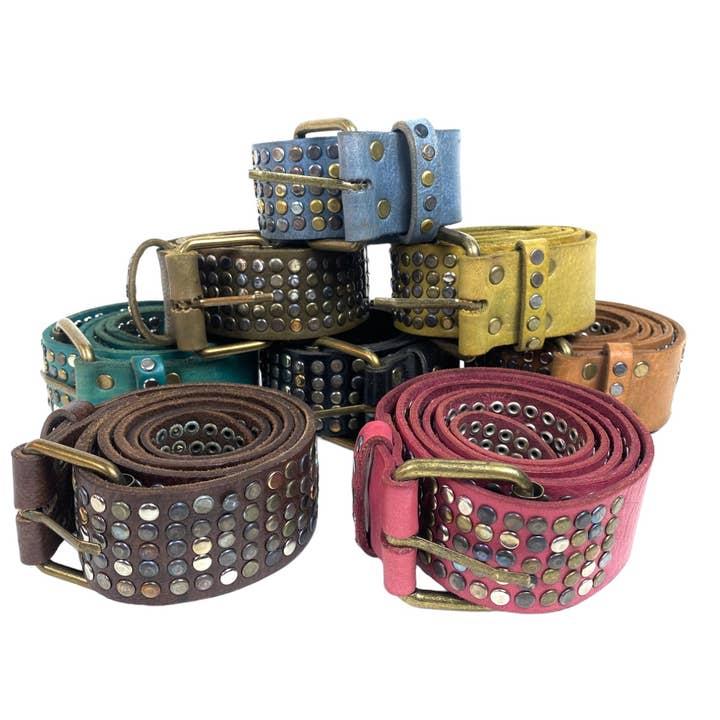 Studded Belt, Leather Belt, Brass Buckle, Handmade Belt
 and other Purchase Wholesale ceinture cuir. Free Returns & Net 60 Terms on Faire trending on Faire.