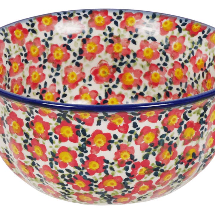 Bowl, Round, 5.5" in "Floral Revival Red" by Manufaktura | M083U-MCZE for wholesale by Polish Pottery Outlet