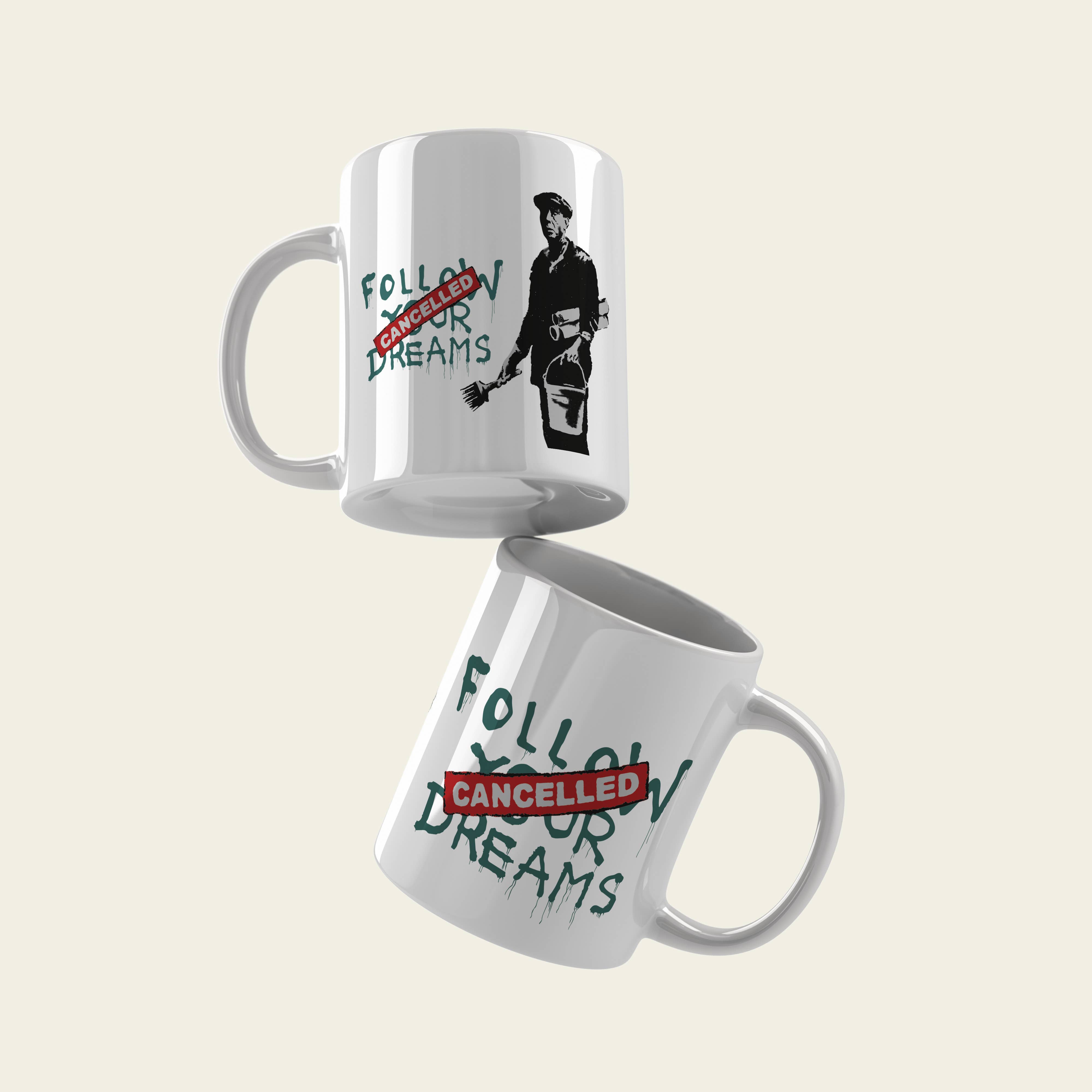 URBAN.ITY SRL – Großhandel Kaffeebecher – Banksy Keramiktasse 325 ml – Follow Your Dreams4