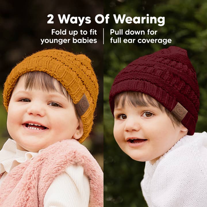 KeaBabies - Wholesale Newborn/Knit Hat - Baby - KeaBabies 3-Pack Warmzy Baby Beanies (Terracotta, M)
