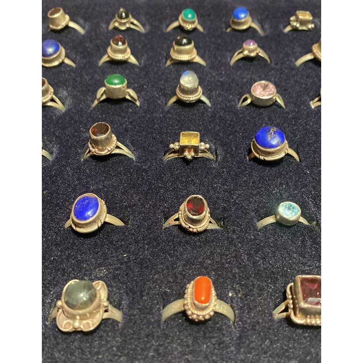 Katmandu Trading Co. - Wholesale Cocktail/Statement Ring - Solid .925 Sterling Silver Ring w/Assorted Semi-Precious: S