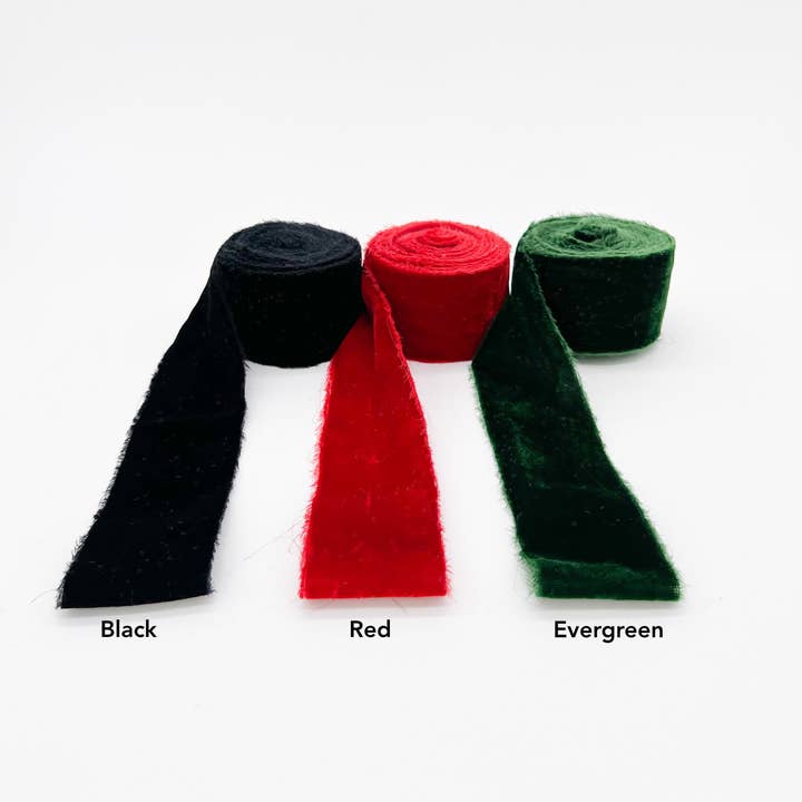 Trim & Twine - Wholesale Ribbon - Gift Wrapping - Bulk 2" Velvet Ribbon - Raw Edge - 33 Colors