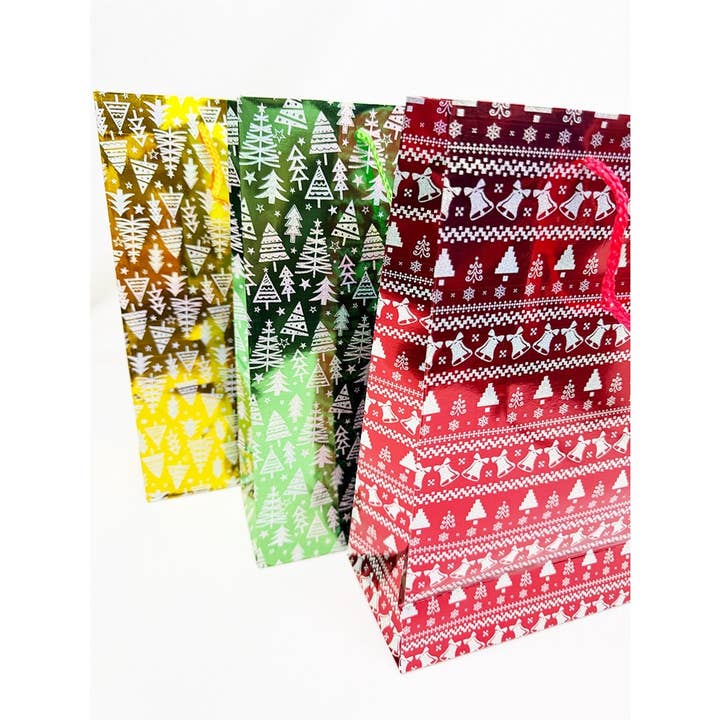 MIX COLOR Fancy Holographic Christmas Gift Bag for wholesale on Faire4