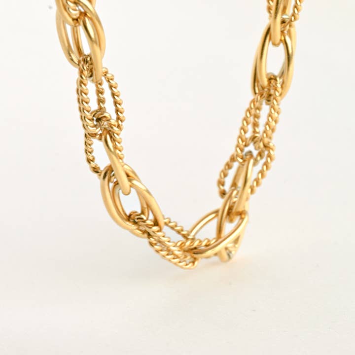 Blueyejewelry - Wholesale Link & Chain Necklace - Dual Chain Necklace - Twist Link Chain Necklace Bracelet Set3