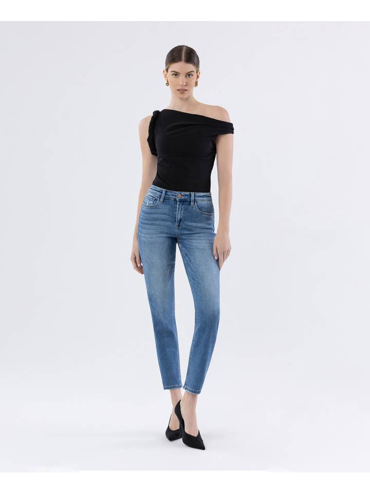 DEFEAT HIGH RISE SLIM STRAIGHT JEANS T5883 for wholesale on Faire