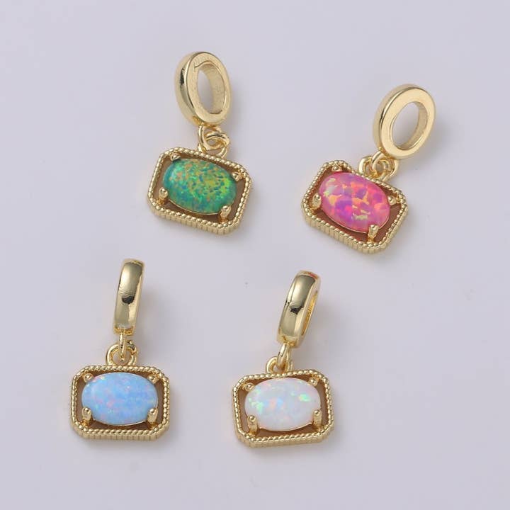 Dainty Solitaire Pendant Rectangle Opal Charm for necklace Bracelet Earring component Geometric Charm Dangle for Jewelry Making Supply H-428 H-429 H-432 H-420 for wholesale by Aim Eternal