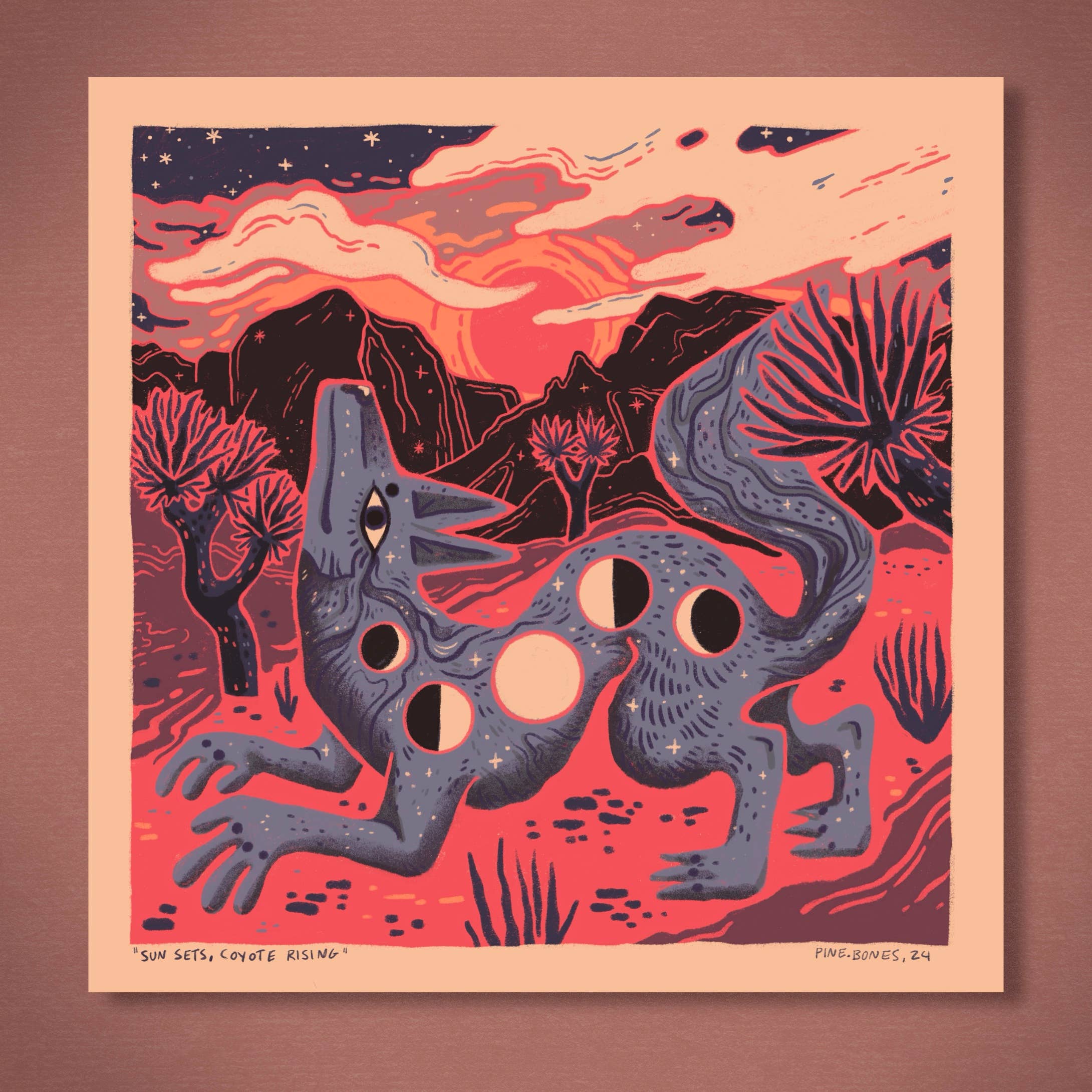 Pine Bones - Wholesale Art Print - Coyote Rising - 8x8 Nature Wilderness Art Print 0