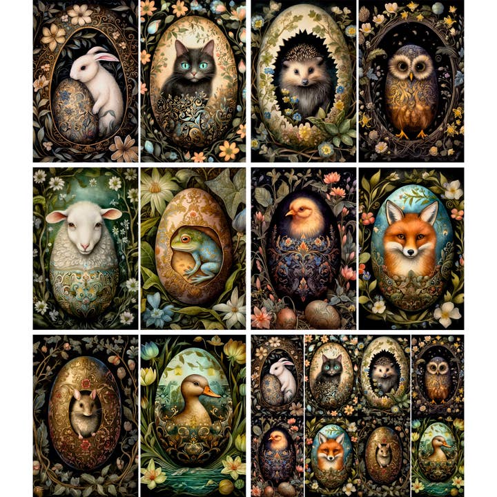 Easter Egg Animals Rice Papers, 8 x 10.5 inch (A4) for wholesale by Craft Kreatively