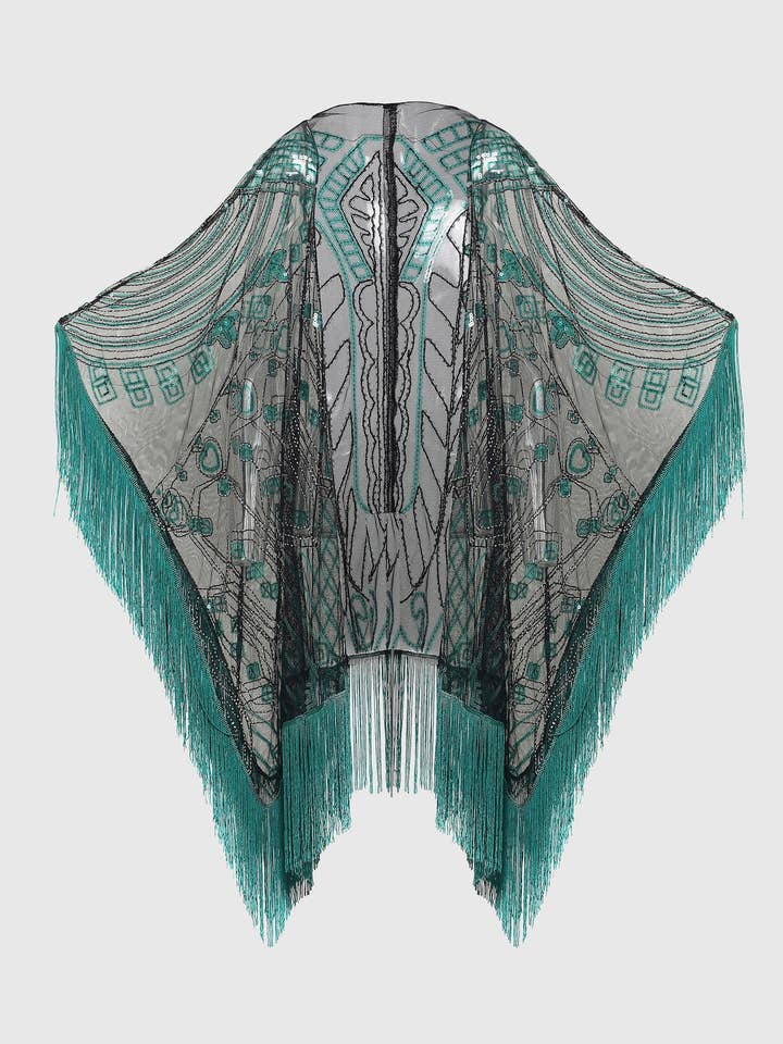 Chal con flecos a la altura de la rodilla de los años 1920. para venta al por mayor de BABEYOND