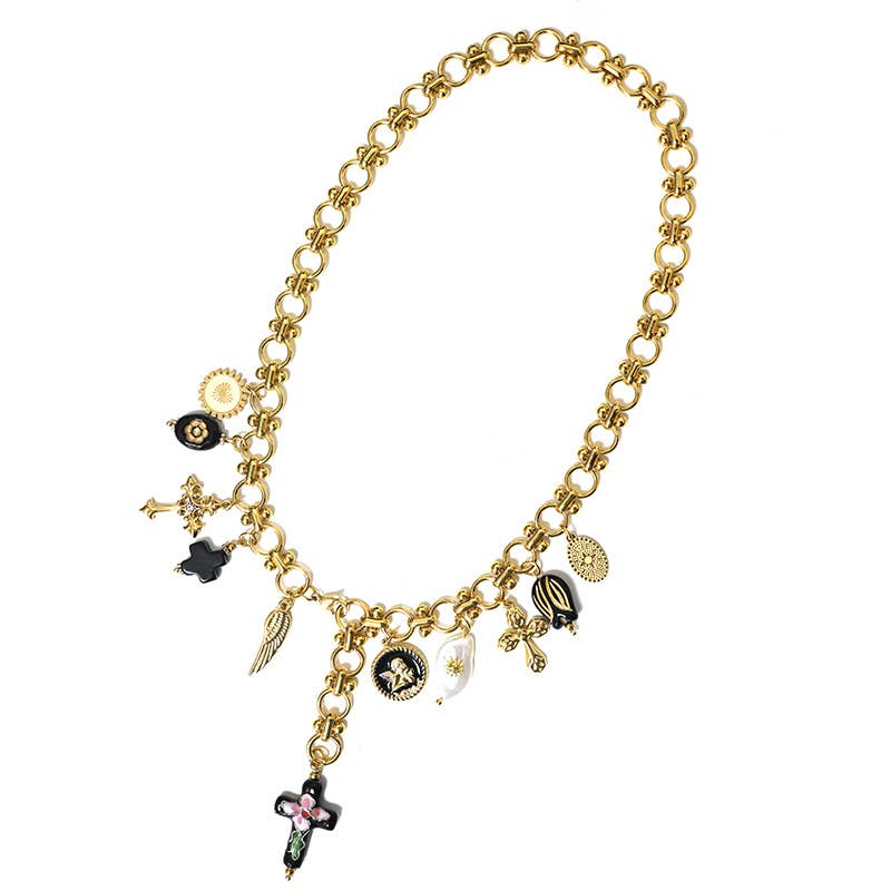 AMORINO SRL – Großhandel Kette mit Anhänger/Charm – VERSTELLBARE Y-HALSKETTE MIT KREUZ-CHARMS - YNK24184B8415