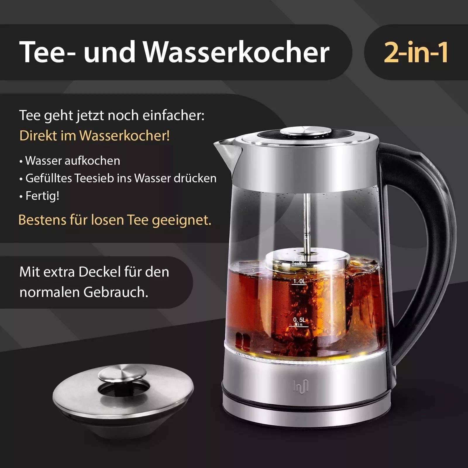 Biomatea - Wholesale Kitchen Appliance - Maris Glass Kettle 1.7L with Removable Tea Strainer Temperature Setting4